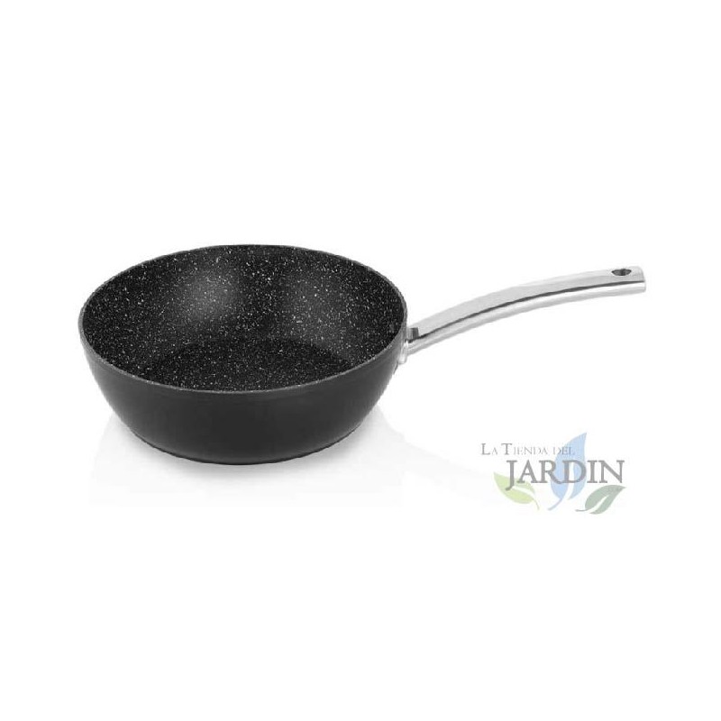 Deep forged aluminum frying pan 32 CM Orbegozo. Non-stick stone coating. Stainless steel handle. Deep forged aluminum frying pan 32 CM Orbegozo. Non-stick stone coating. Stainless steel handle.