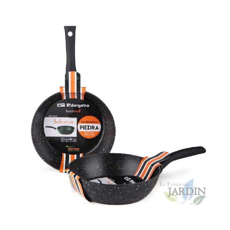 Poêle à frire en aluminium forgé 28 cm Orbegozo. Revêtement pierre antiadhésif