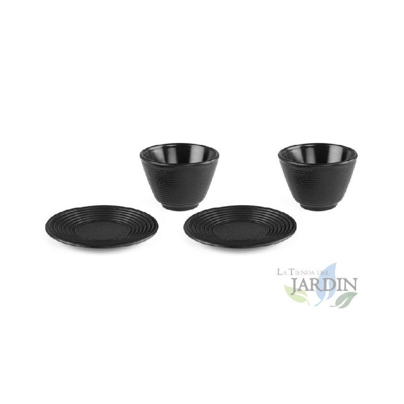SET of 2 Cups 120ml Cast iron with plate included.  SET of 2 Cups 120ml Cast iron with plate included.
