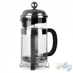 Cafeteira de prensa francesa Orbegozo feita de vidro borossilicato. Capacidade de 1000 ml.