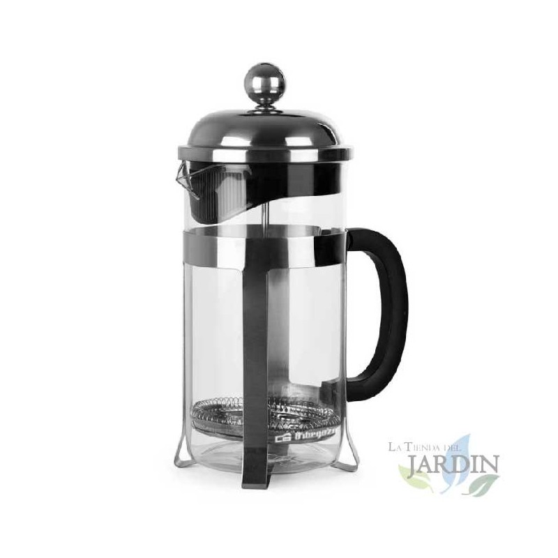  Französische Plunger-Kaffeemaschine aus Orbegozo-Borosilikatglas.  Fassungsvermögen 1000ml.