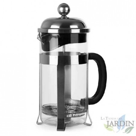 Cafetera de émbolo francesa en vidrio de borosilicato Orbegozo. Capacidad 1000ml.