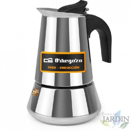 Italienische Kaffeemaschine aus Edelstahl von Orbegozo. Fassungsvermögen: 2 Tassen. Geeignet für Gas-, Keramik-, Elektro- und In