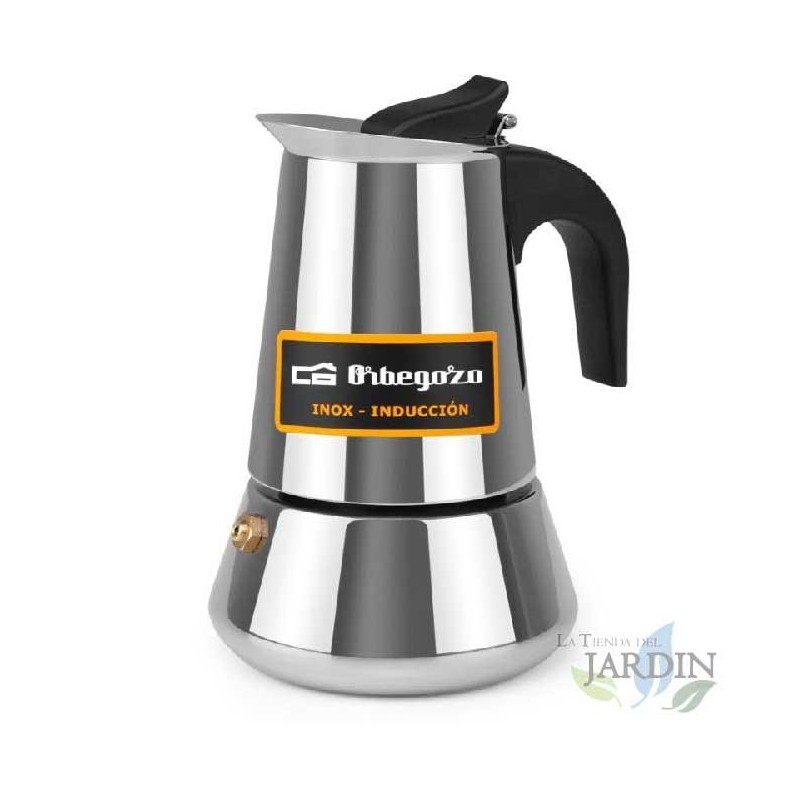 Italienische Kaffeemaschine aus Edelstahl von Orbegozo. Fassungsvermögen: 2 Tassen. Geeignet für Gas-, Keramik-, Elektro- und In