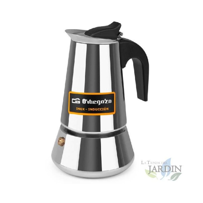 Caffettiera italiana Orbegozo in acciaio inox. Capacità 4 tazze.