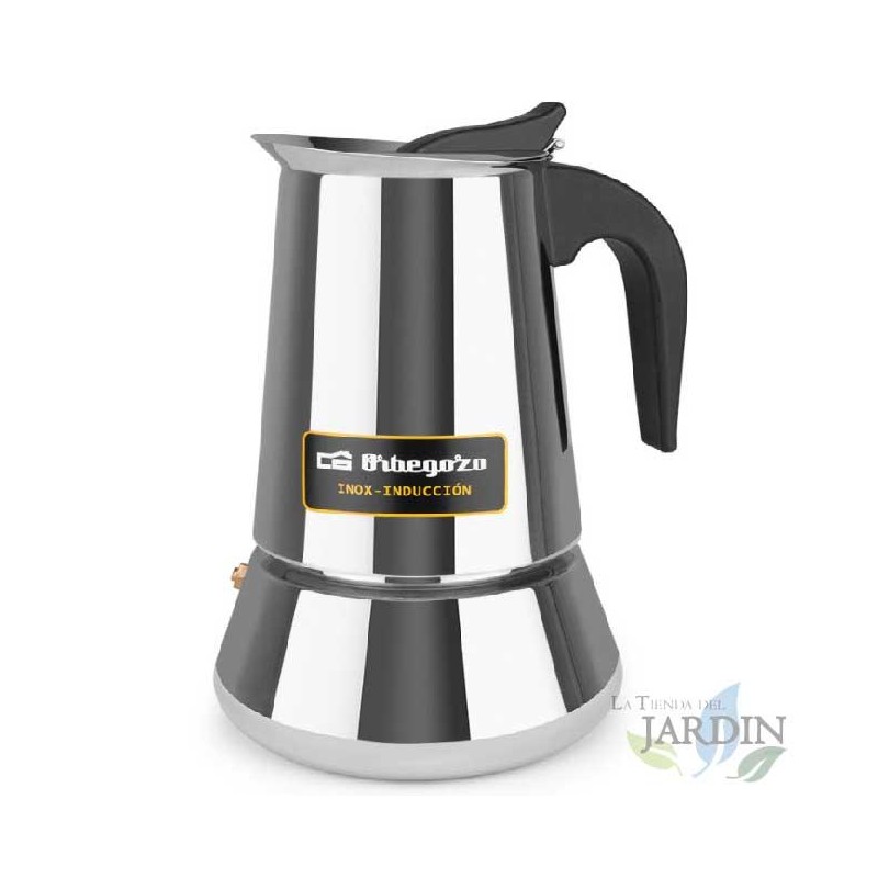 Caffettiera italiana Orbegozo in acciaio inox. Capacità 9 tazze.