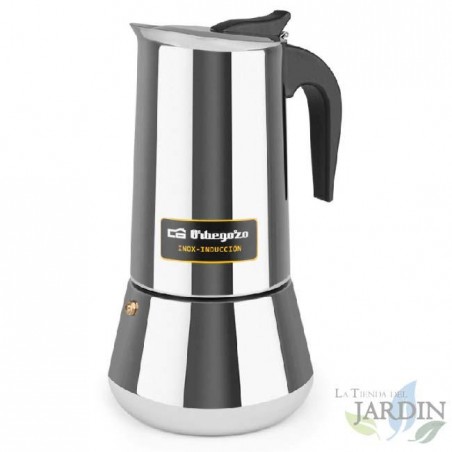 Italienische Kaffeemaschine aus Edelstahl von Orbegozo. Fassungsvermögen: 12 Tassen.