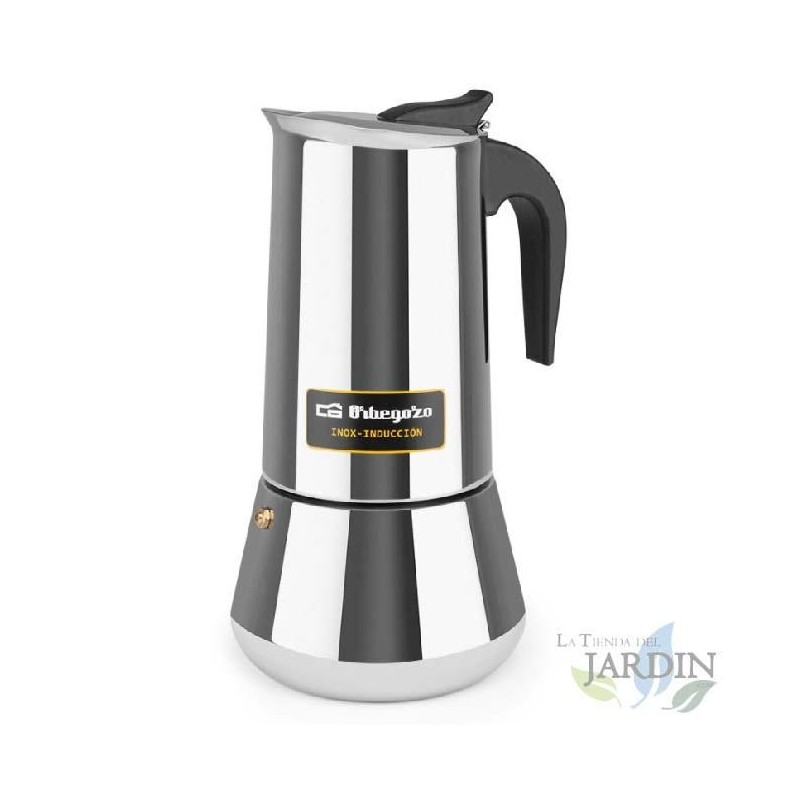 Italienische Kaffeemaschine aus Edelstahl von Orbegozo. Fassungsvermögen: 12 Tassen.