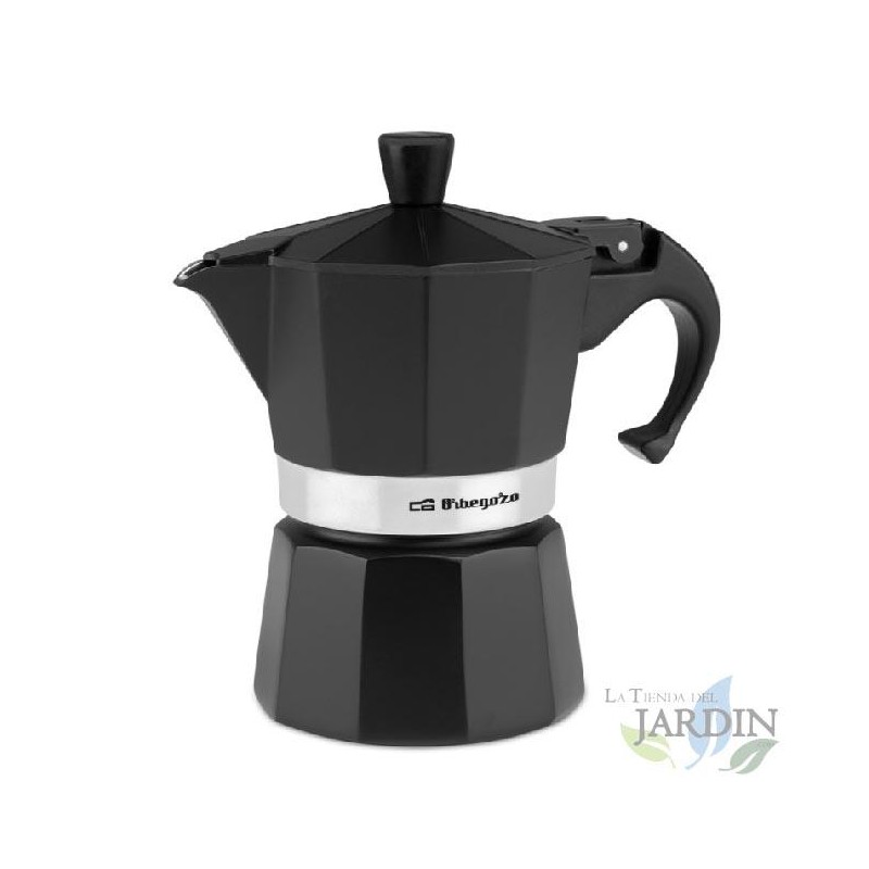 Cafetière italienne Orbegozo noir en aluminium. Capacité 3 tasses