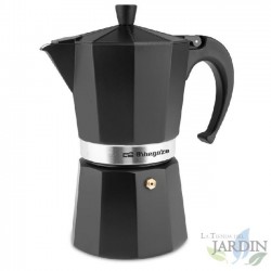 Cafetera italiana de aluminio NEGRA Orbegozo. Capacidad 9 tazas.