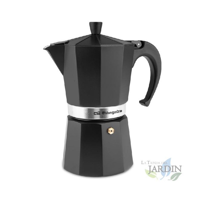 Cafetière italienne Orbegozo noir en aluminium. Capacité 9 tasses