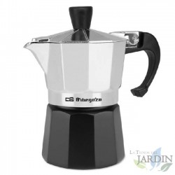 Italienische Kaffeemaschine aus Aluminium von Orbegozo. Fassungsvermögen: 1 Tasse.