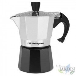 Caffettiera italiana Orbegozo in alluminio. Capacità di 2 tazze.