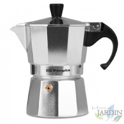 Orbegozo italienische Aluminium-Kaffeemaschine. Fassungsvermögen: 3 Tassen.