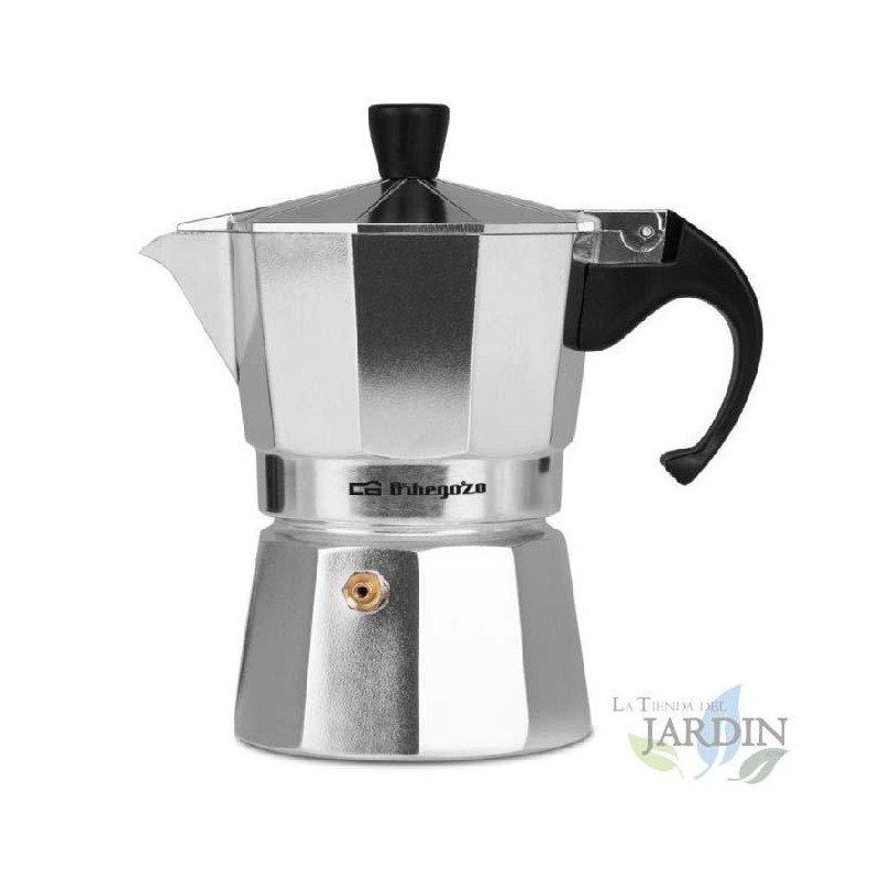 Orbegozo Italian aluminum coffee maker. Capacity 3 cups. Orbegozo Italian aluminum coffee maker. Capacity 3 cups.