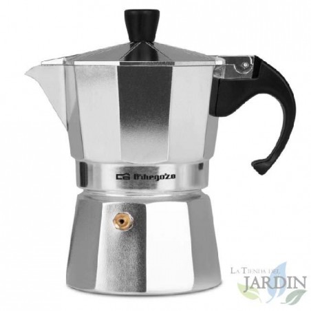 Cafetière italienne Orbegozo en aluminium. Capacité de 3 tasses.