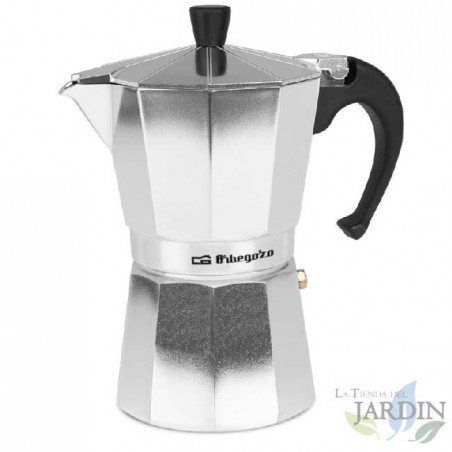 Cafetera italiana de aluminio 6 tazas. Para cocinas gas, eléctricas, vitrocerámica, café espresso