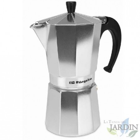Cafeteira italiana de alumínio com capacidade para 9 xícaras. Para fogões a gás, elétricos e de cerâmica. Espresso.