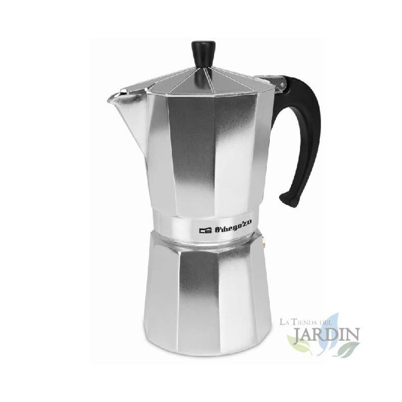 Cafetière italienne en aluminium Orbegozo. Capacité de 9 tasses.