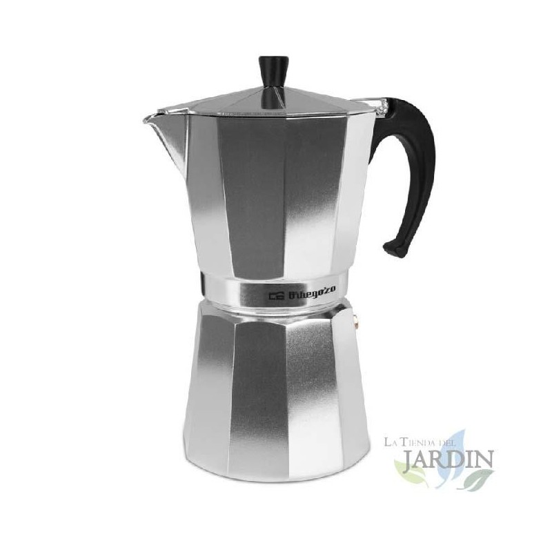 Cafetière italienne Orbegozo en aluminium. Capacité de 12 tasses.