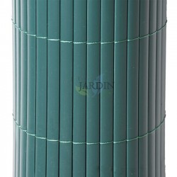 Canisse Synthétique PVC simple 1,5 x 5 m avec Cannes Entières vert forcé, Brise-Vue pour Jardins, Balcons et Clôtures