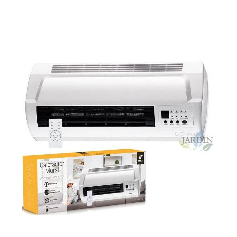 Riscaldatore da parete 1000-2000W con timer, kit di montaggio a parete incluso, dimensioni 46x12x18 cm