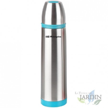 Frasco para líquidos Orbegozo. Capacidade de 1000 ml. Feito de aço inoxidável.