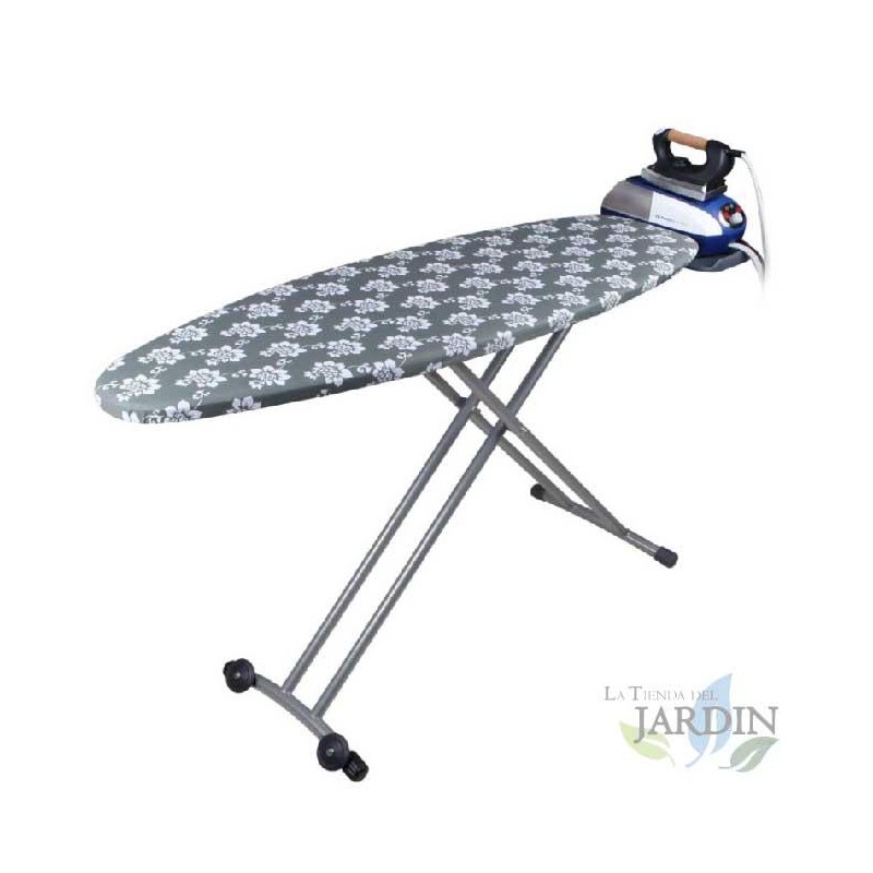 Asse da stiro Orbegozo. Realizzato in griglia d'acciaio. Altezza regolabile fino a 93 cm. Misure 140x46 cm.