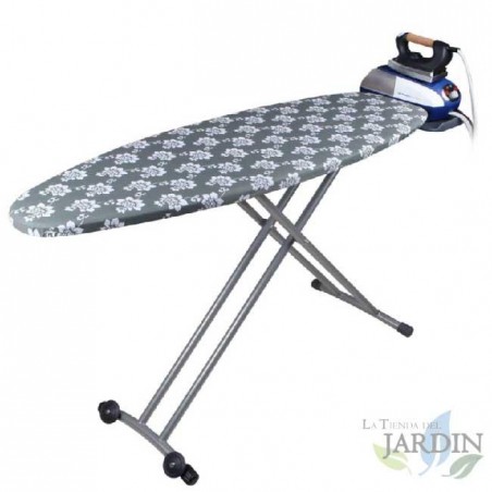 Asse da stiro Orbegozo. Realizzato in rete d'acciaio. Altezza regolabile fino a 93 cm. Dimensioni: 140 x 46 cm.