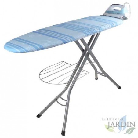 Tábua de passar roupa 122x38 cm, Mesa de passar roupa com altura ajustável até 92 cm, capa 100% algodão, fácil de passar