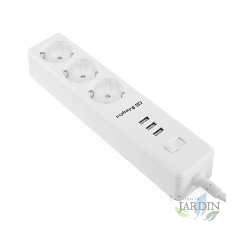 Filtro de linha VDE Orbegozo de 3 tomadas com conexão de aterramento e 3 portas USB.