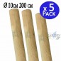 Set di 5 Pali tutori di legno senza punta 200 cm, diametro 10 cm. Utile per la costruzione di recinzioni, recinti, stalle, pergo Set di 5 Pali tutori di legno senza punta 200 cm, diametro 10 cm. Utile per la costruzione di recinzioni, recinti, stalle, pergo