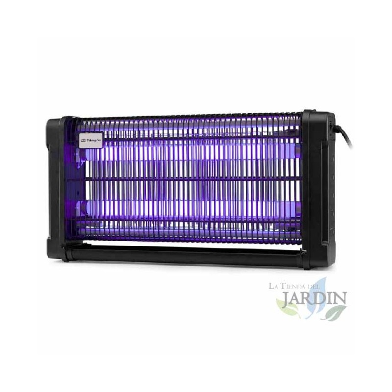 Zanzaricida elettrico Orbegozo da 30 W. Copre un'area di 100 m². Design con apertura superiore per attirare più insetti.