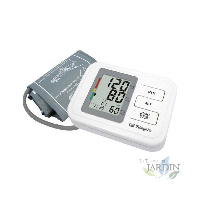 Misuratore di pressione sanguigna da braccio Orbegozo. 2 slot di memoria 60/60. Display LCD.