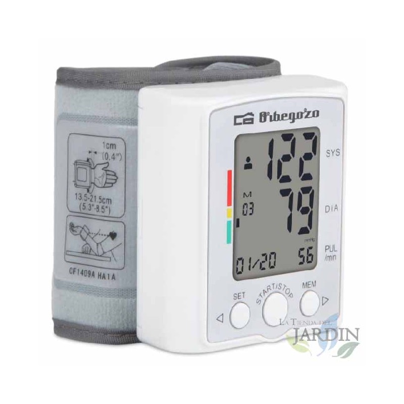 Orbegozo Handgelenk-Blutdruckmessgerät 60 Speicher für 2 Benutzer mit Datum und Uhrzeit.  Großes, gut lesbares LCD-Display.  Orbegozo Handgelenk-Blutdruckmessgerät 60 Speicher für 2 Benutzer mit Datum und Uhrzeit.  Großes, gut lesbares LCD-Display.