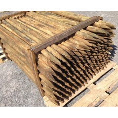 10 x Estaca para arboles 4 cm x 150cm, poste tutor de madera redondos con punta, empalizadas, Estaca de fijacion, tutores