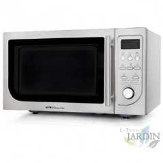 Micro-ondas de 900 W. Grill de 1000 W. Capacidade de 25 L. 8 níveis de potência. Aço inoxidável.