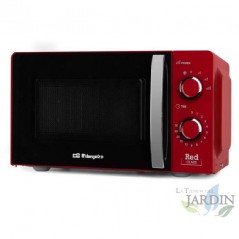 Micro-ondas Orbegozo 20L Vermelho. 700W. 6 níveis de potência. Timer de 30 minutos.