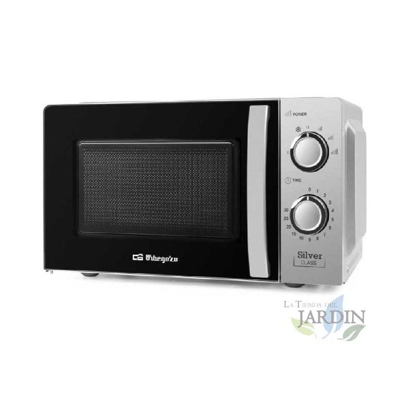 Micro-ondas Orbegozo 20L. Prata. 700W. 6 níveis de potência.