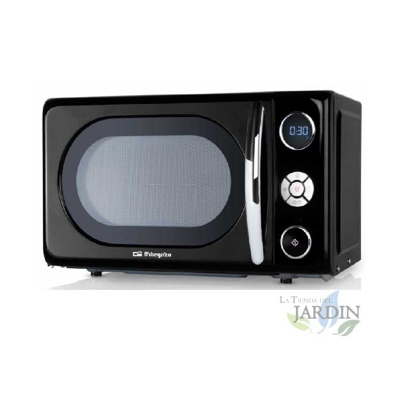 Forno a microonde Orbegozo in stile vintage da 20 litri, 700 W, grill al quarzo da 900 W, 10 livelli di potenza, timer digitale 