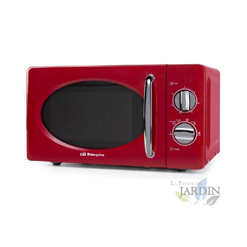 Micro-ondas Orbegozo Vintage Red 700W, 20L, 6 níveis de potência, temporizador de 30 minutos Micro-ondas Orbegozo Vintage Red 700W, 20L, 6 níveis de potência, temporizador de 30 minutos
