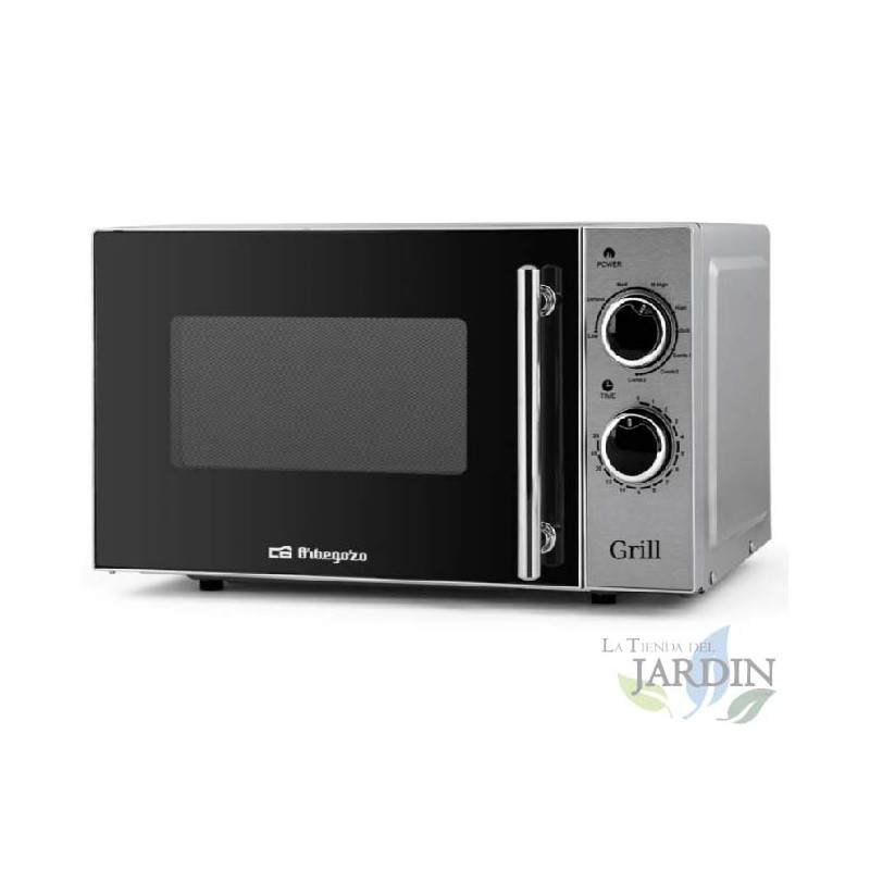 Microwave 20 L Orbegozo. Power 700W. Grill 900W. Front with INOX detail. 5 power levels + grill + 3 Combi. Microwave 20 L Orbegozo. Power 700W. Grill 900W. Front with INOX detail. 5 power levels + grill + 3 Combi.
