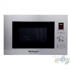 Micro-ondas de embutir Orbegozo de 900 W. Grill de 1000 W. Capacidade de 23 L. Aço inoxidável.