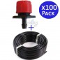 Tuberia riego por goteo 16mm 100 metros + 100 Goteros regulables 0 a 70 litros/hora | Tubo riego por goteo negro Tuberia riego por goteo 16mm 100 metros + 100 Goteros regulables 0 a 70 litros/hora | Tubo riego por goteo negro