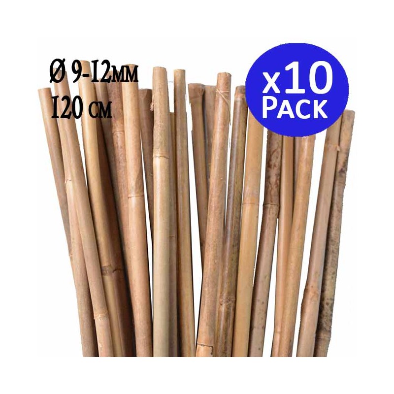 10 x Tuteur en Bambou 120 cm, 9-12 mm, Tubes en Bambou pour Plantes et Arbres, Baguettes de bambou, Canne de bambou, Tuteurs