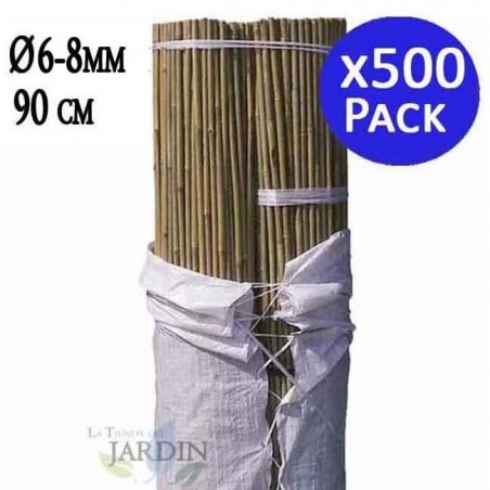 500 x Tuteur en Bambou 90 cm, 6-8 mm, Tubes en Bambou pour Plantes et Arbres, Baguettes de bambou, Canne de bambou, Tuteurs