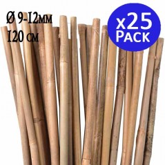 25 x Tuteur en Bambou 120 cm, 9-12 mm. Baguettes de bambou, canne de bambou écologique pour soutenir les arbres