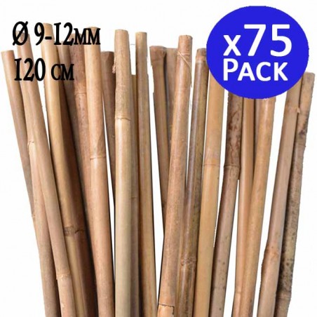 75 x Tuteur en Bambou 120 cm, 9-12 mm, Tubes en Bambou pour Plantes et Arbres, Baguettes de bambou, Canne de bambou, Tuteurs