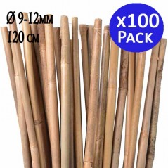 100 x Tuteur en Bambou 120 cm, 9-12 mm. Baguettes de bambou, canne de bambou écologique pour soutenir les arbres