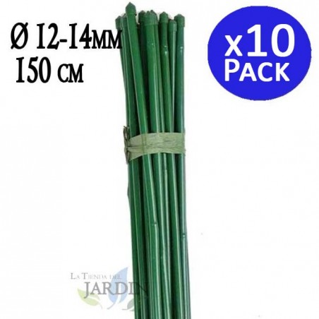 10 x Tuteur en bambou plastifié 150 cm, diamètre de bambou 12-14 mm. Tiges de bambou écologiques pour attacher les arbres